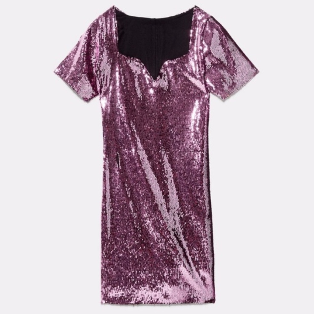Zara Shimmering Pink Sequin Mini Dress